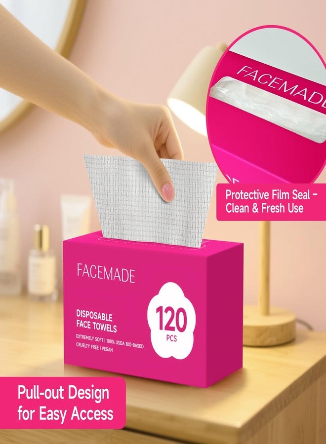 FACEMADE 120 Count Disposable Face Towels, 100% USDA Biobased Face Towelettes Disposable, Clean Facial Towels for Makeup and Clean Skin, Super Soft and Thick Dry Wipes Club - Image 5